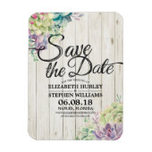 結婚式 Save The Date 多肉植物 ラスティック ウッド マグネット (縦)