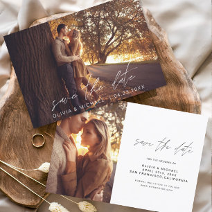 結婚式 Save the Date 手書き写真 ミニマル 招待状