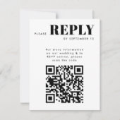 結婚式QRコードシンプルな黒白RSVPカード 出欠カード (正面)