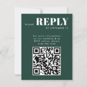 結婚式QRコード付エメラルドグリーンRSVPカード 出欠カード (正面)