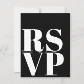 結婚式QRコード付スタイリッシュ黒白RSVPカード 出欠カード (裏面)
