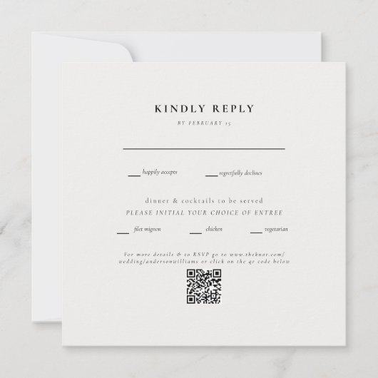 結婚式QRコードII RSVP スクエアクリーム (正面)