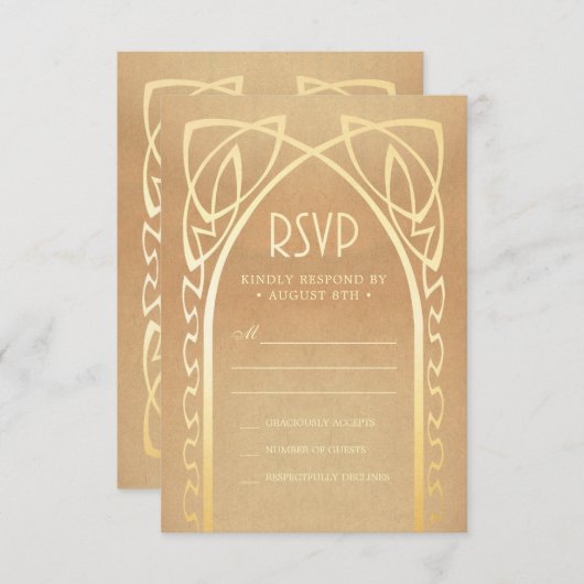 結婚式RSVPは|のヴィンテージの新しいを梳きます 出欠カード (正面/裏面)