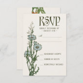 結婚式RSVPは|の花柄アールヌーボーを梳きます 出欠カード (正面/裏面)