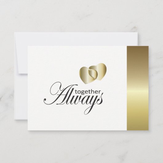 結婚式RSVPカードエレガントな金ハートのデザイン 出欠カード (裏面)