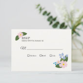 結婚式RSVPカードピンクの花 出欠カード (スタンド正面)