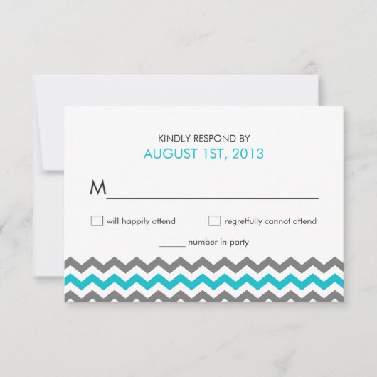 結婚式RSVPシェブロンのジグザグ形の応答カード 出欠カード (正面)