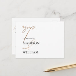 結婚式RSVPミニマリストホワイトミール選択はがき ポストカード