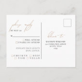 結婚式RSVPミニマリストホワイトミール選択はがき ポストカード (裏面)