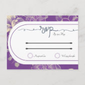 結婚式RSVP挿入パープルヴィンテージアート インビテーションポストカード (正面)