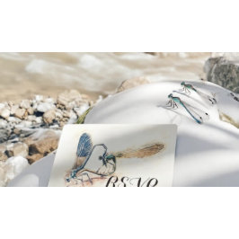 結婚式RSVP返信ドラゴンフライ交配ラブハート インビテーションポストカード