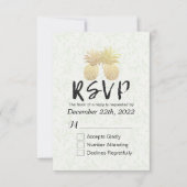 結婚式RSVP返信ヴィンテージ金ゴールドPineapple Coule 出欠カード (正面)