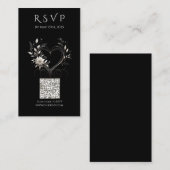 結婚式RSVP QRコード – 白い花とハート 名刺 (正面/裏面)