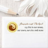 結婚式STICKERS-LABELS。 金ゴールドのYinYangの鳩 ラベル (インサイチュ)