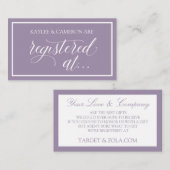 結婚引出物リスト / 結婚引出物登録カード - ラベンダー エンクロージャーカード (正面/裏面)