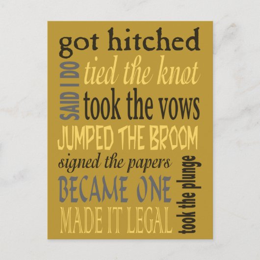 結婚後のパーティーの婉曲表現 インビテーションポストカード (正面)