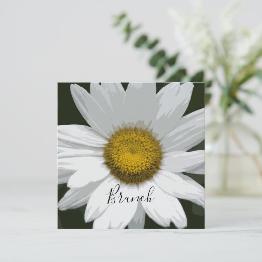 結婚後のホワイトデイジーフラワーブランチ 招待状 (スタンド正面)
