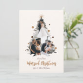 結婚後の最初のクリスマス　３つの写真のシンプルなカード シーズンカード (スタンド正面)