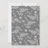 結婚後パーティー招待 灰色花柄発表 招待状 (裏面)