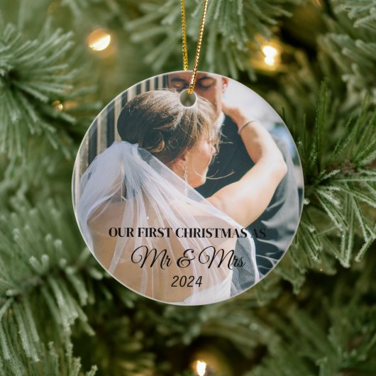 結婚後初のクリスマスフォト セラミックオーナメント (ツリー)
