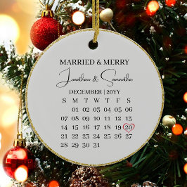結婚後初のクリスマス 裏面の日付と写真入り セラミックオーナメント