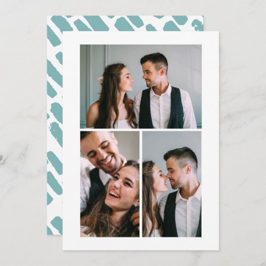 結婚後3枚の写真のお知らせ 招待状 (正面/裏面)