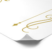 結婚徴候 |エレガント金ゴールド渦巻き書 ポスター (角)