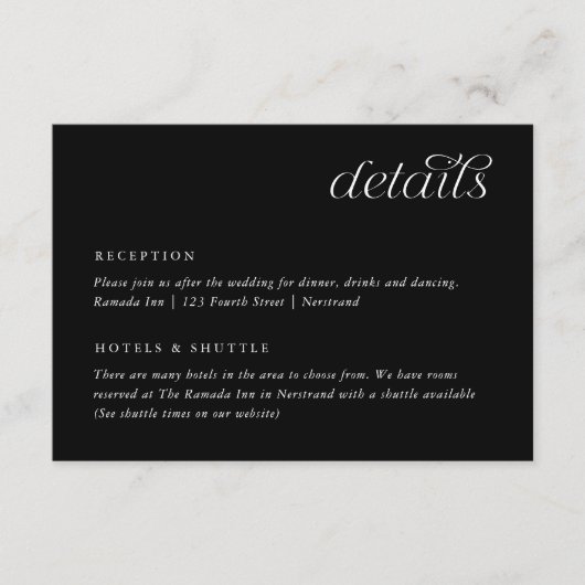 結婚情報カード シンプル ミニマル 詳細 エンクロージャーカード (正面)