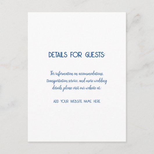 結婚情報 ゲスト 青 白 2024 ポストカード (正面)