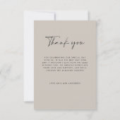 結婚感謝していモダンはグレーの写真ミニマルスクリプト 招待状 (裏面)
