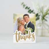 結婚感謝してい | 写真の上に手書きデザイン ポストカード (スタンド正面)