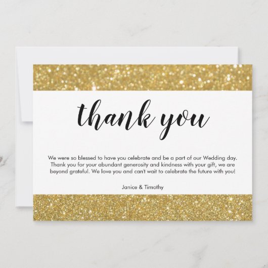 結婚感謝してい You Breade Grooming Photo金ゴールドフォフェイクイル サンキューカード (裏面)