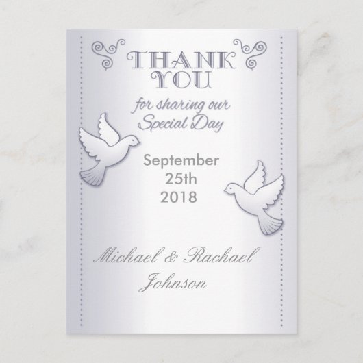 結婚感謝はがきヴィンテージラブバード ポストカード (正面)