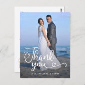 結婚感謝 |写真の上に手書きスクリプト ポストカード (正面/裏面)