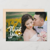 結婚感謝 |写真の上に手書きスクリプト 招待状 (正面/裏面)