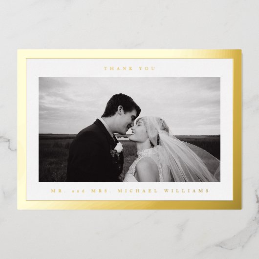 結婚感謝 |写真の追加 箔シーズンカード (正面)