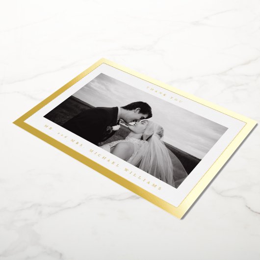 結婚感謝 |写真の追加 箔シーズンカード (回転した状態)