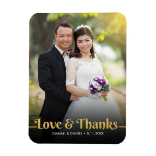 結婚感謝Golden Loveと写真感謝してい マグネット