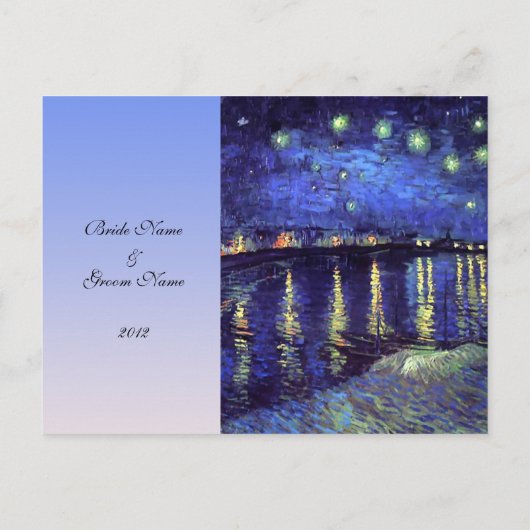 結婚承諾カード、ヴァン・ゴッホの星月夜 インビテーションポストカード (裏面)