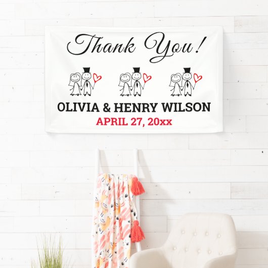結婚披露宴ありがとう可愛いカップル 横断幕 (インサイチュ)