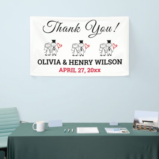 結婚披露宴ありがとう可愛いカップル 横断幕 (トレードショー)