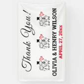 結婚披露宴ありがとう可愛いカップル 横断幕 (縦)