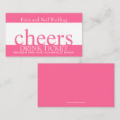 結婚披露宴のためのピンクドリンクバーチケット エンクロージャーカード (正面/裏面)