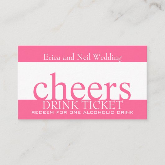 結婚披露宴のためのピンクドリンクバーチケット エンクロージャーカード (正面)