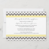 結婚披露宴のみ灰色の黄色のシェブロン 招待状 (裏面)