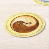 結婚披露宴のコースター。 金ゴールドのYinYangの鳩 ラウンドペーパーコースター (アングル)