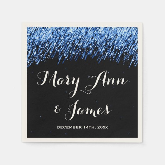 結婚披露宴のスターの落下"サファイアブルー" スタンダードカクテルナプキン (正面)