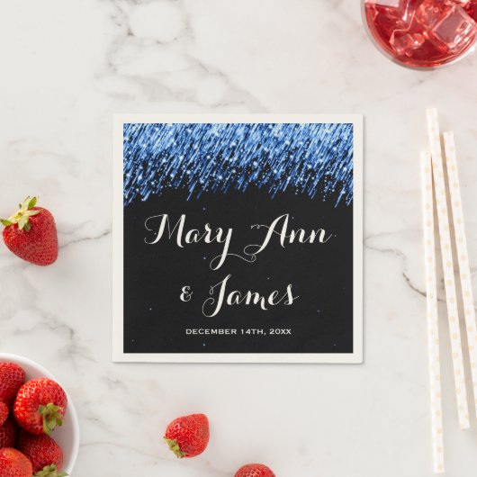 結婚披露宴のスターの落下"サファイアブルー" スタンダードカクテルナプキン (インサイチュ)