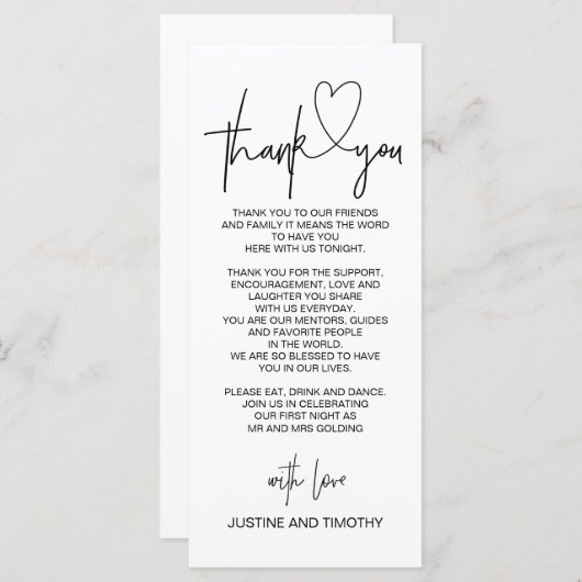 結婚披露宴のテーブルは食器セット感謝していしています メニュー (正面/裏面)