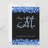 結婚披露宴のパーティーが青 招待状 (裏面)